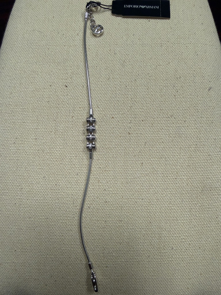 Sterling Silver Emporio Armani Bracelet With Logo Tag